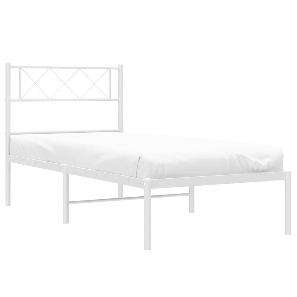 Bett Bettgestell mit Kopfteil Metall Weiß 100x200 cm