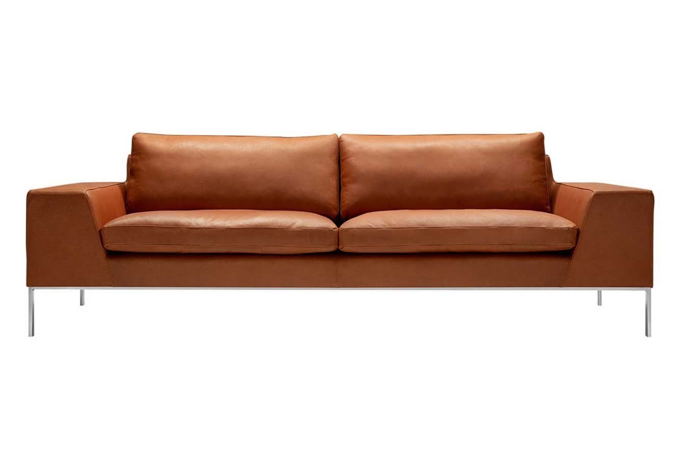 daslagerhaus living Big-Sofa Ledersofa Justin Luxus 3 Sitzer cognac