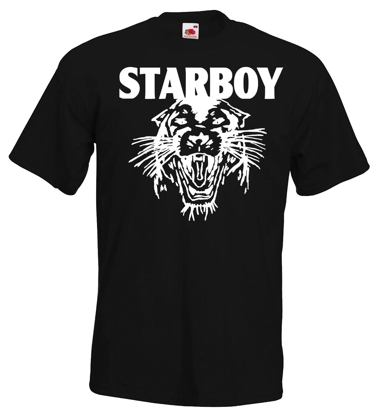 Herren T-Shirt Youth Designz Schwarz T-Shirt trendigem mit Starboy Frontprint