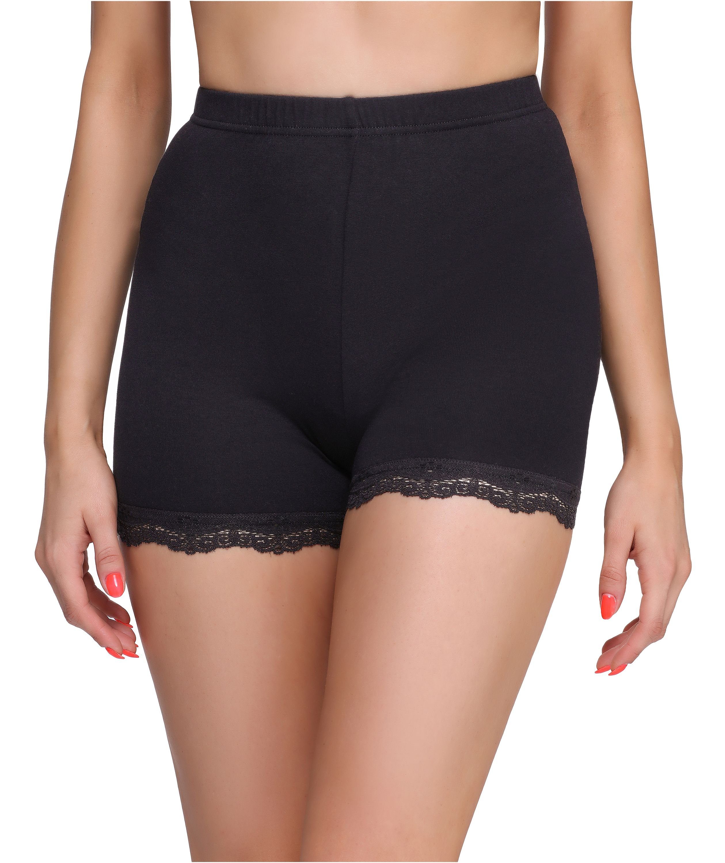 Merry Style Leggings Damen Shorts Radlerhose Unterhose Hotpants Boxershorts MS10-294 (1-tlg) elastischer Bund Schwarz
