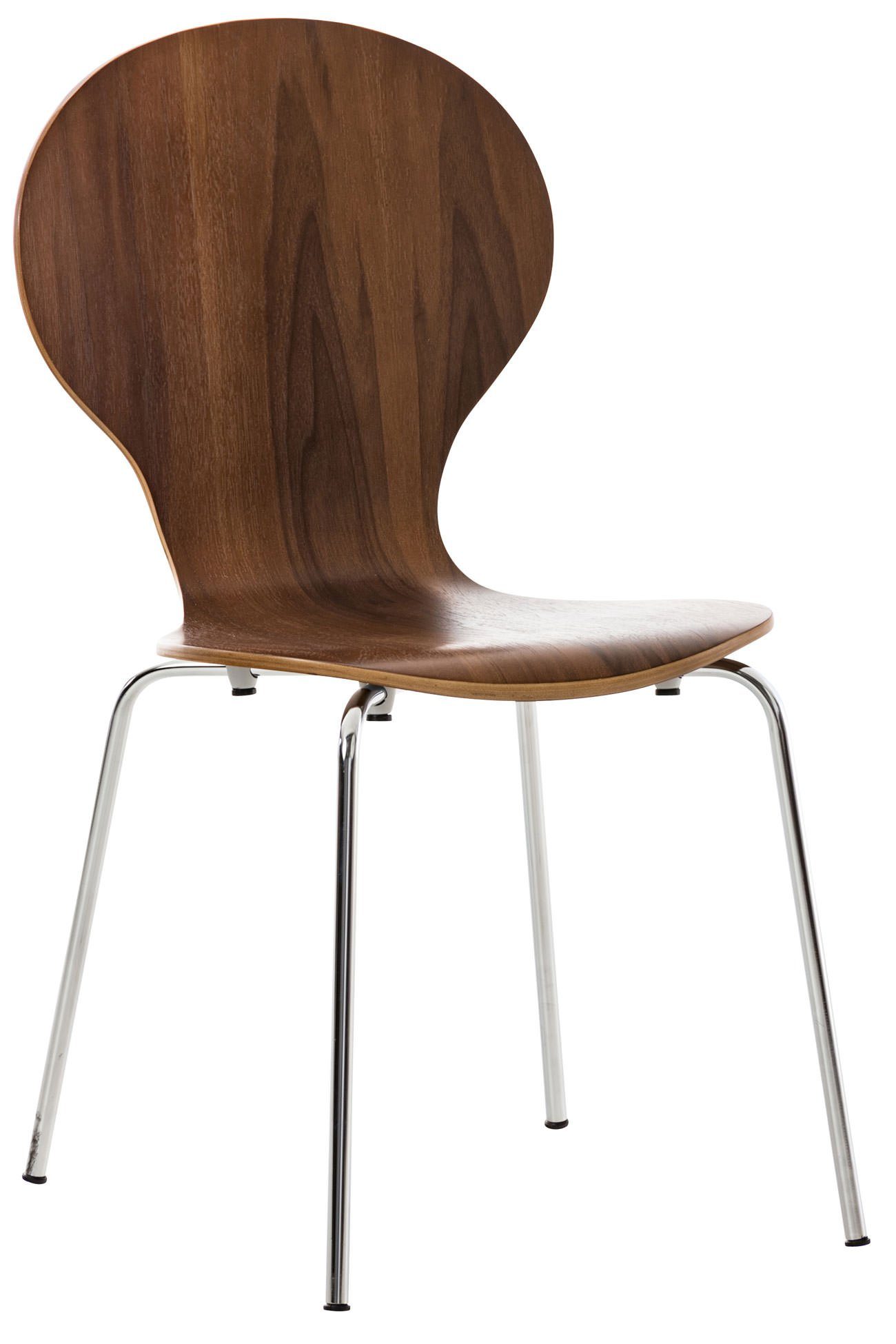 TPFLiving Besucherstuhl Daggy mit ergonomisch geformter Sitzfläche - Konferenzstuhl (Besprechungsstuhl - Warteraumstuhl - Messestuhl), Gestell: Metall chrom - Sitzfläche: Holz Walnuss