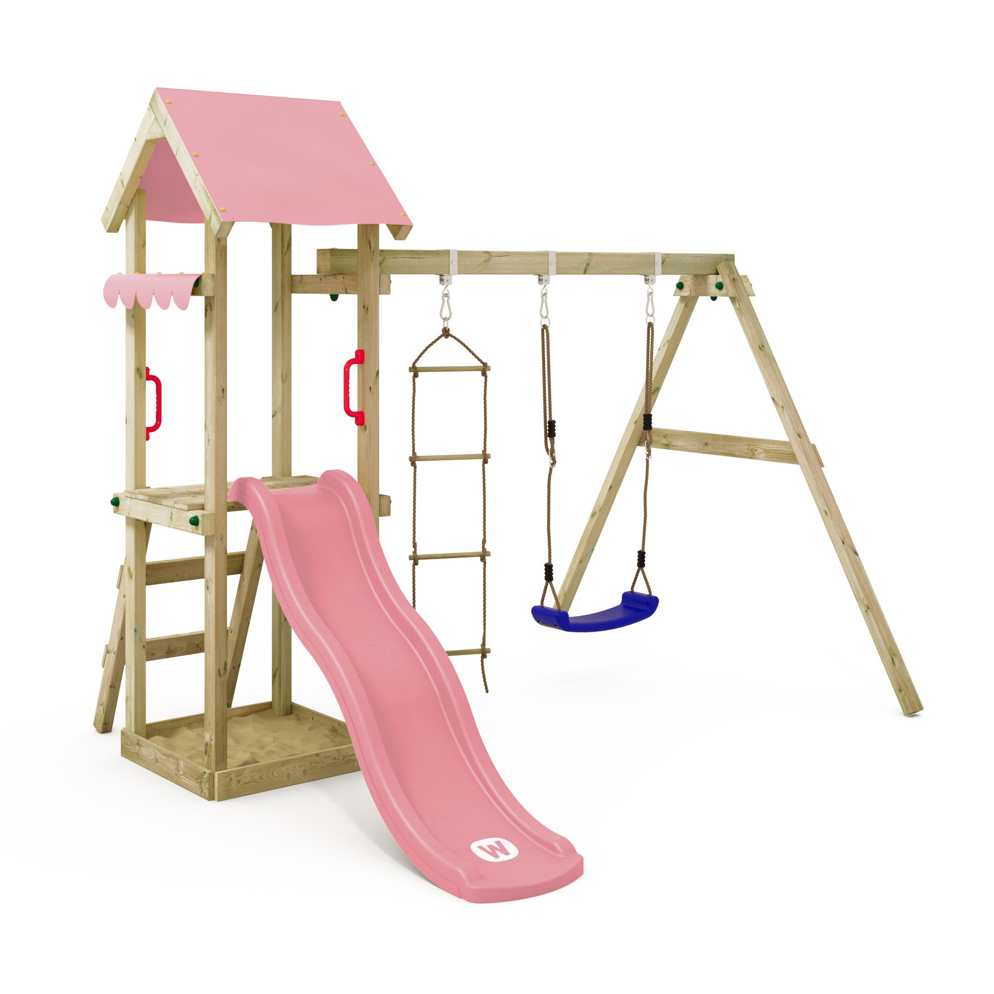 Wickey Spielturm TinyCabin - Klettergerüst mit Schaukel & Rutsche für Kleinkinder, Garten - Kletterturm mit 10 Jahren Garantie*