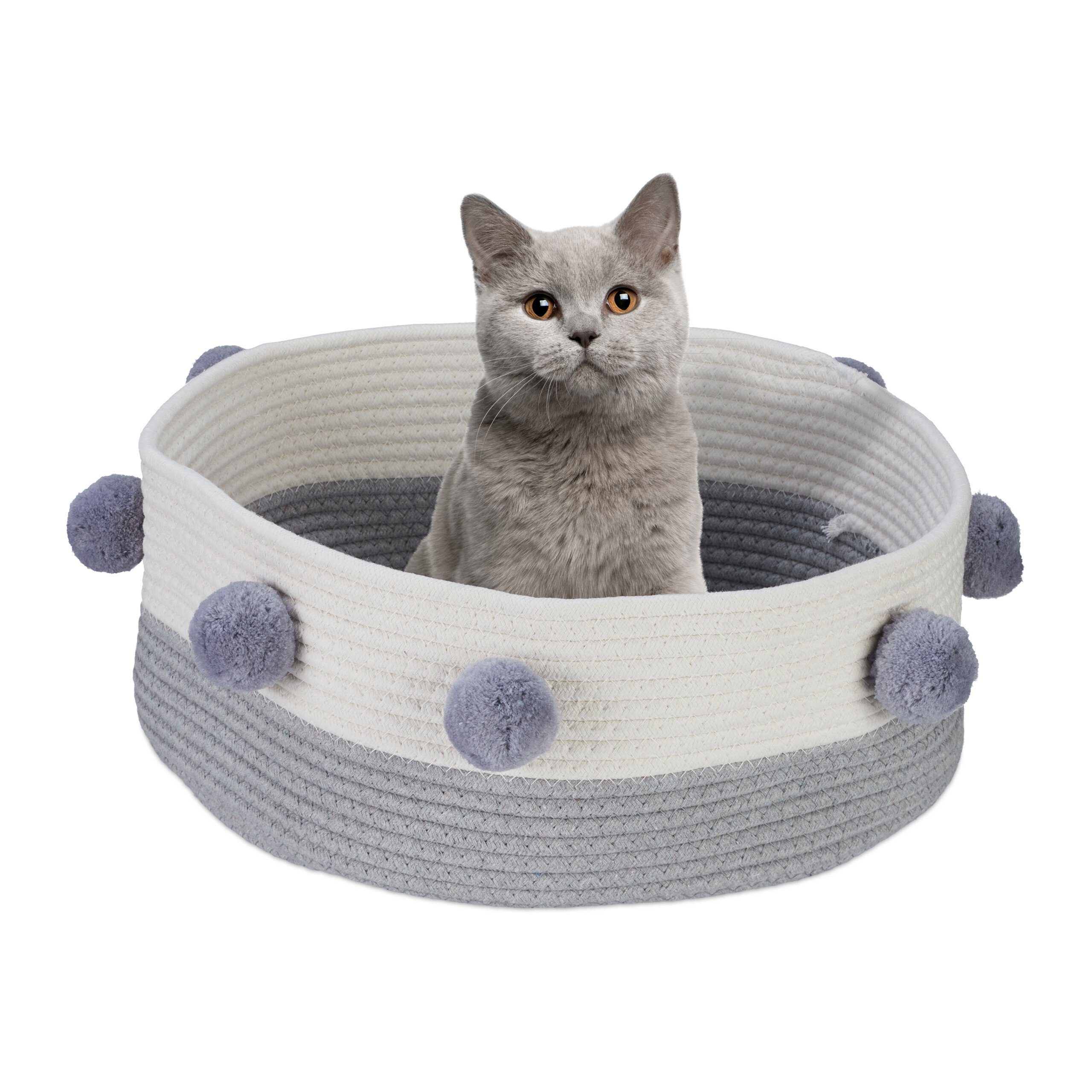 relaxdays Katzenliege Katzenbett aus Baumwolle