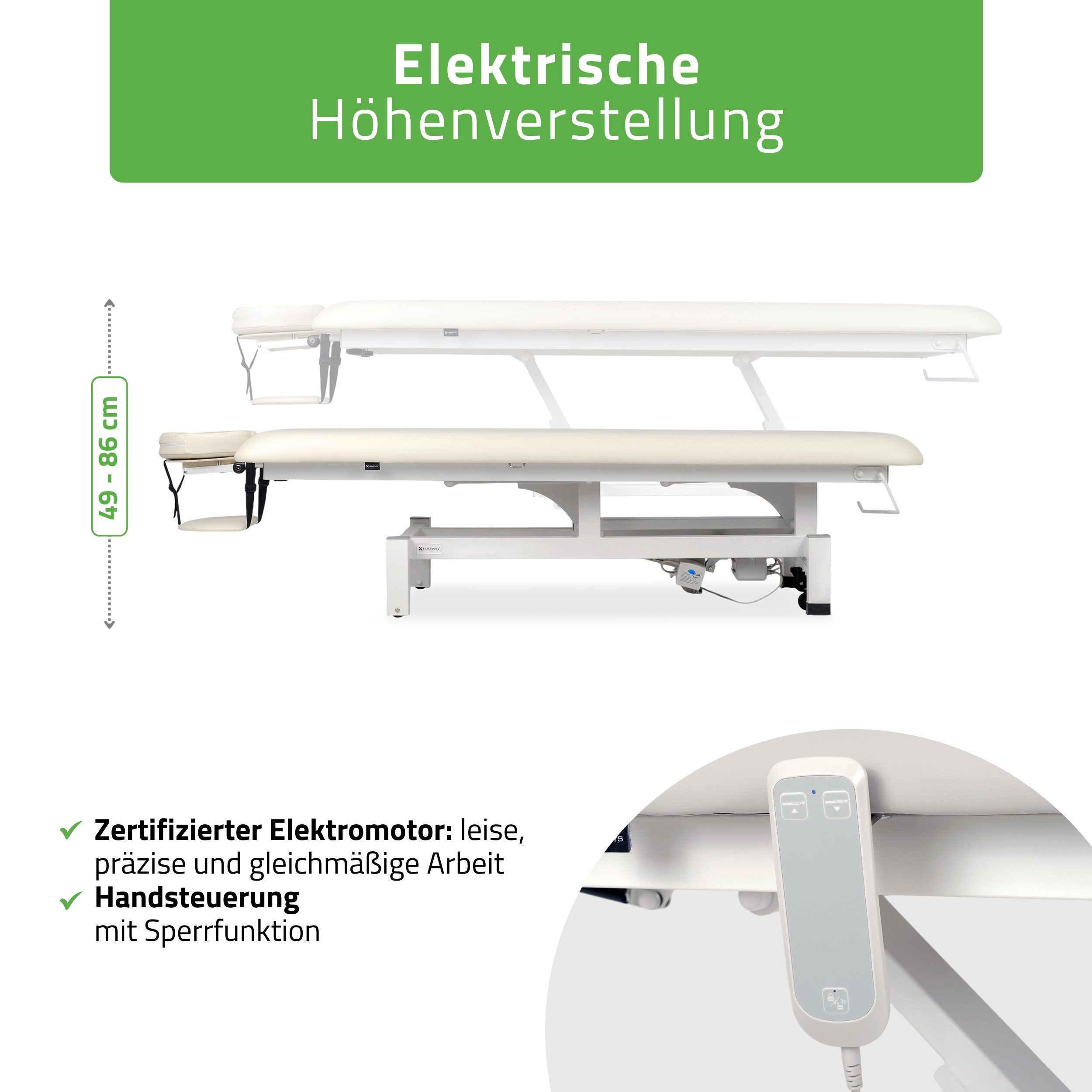 Habys Massageliege Fortis 1 Elektrische Behandlungsliege Handfernbedienung