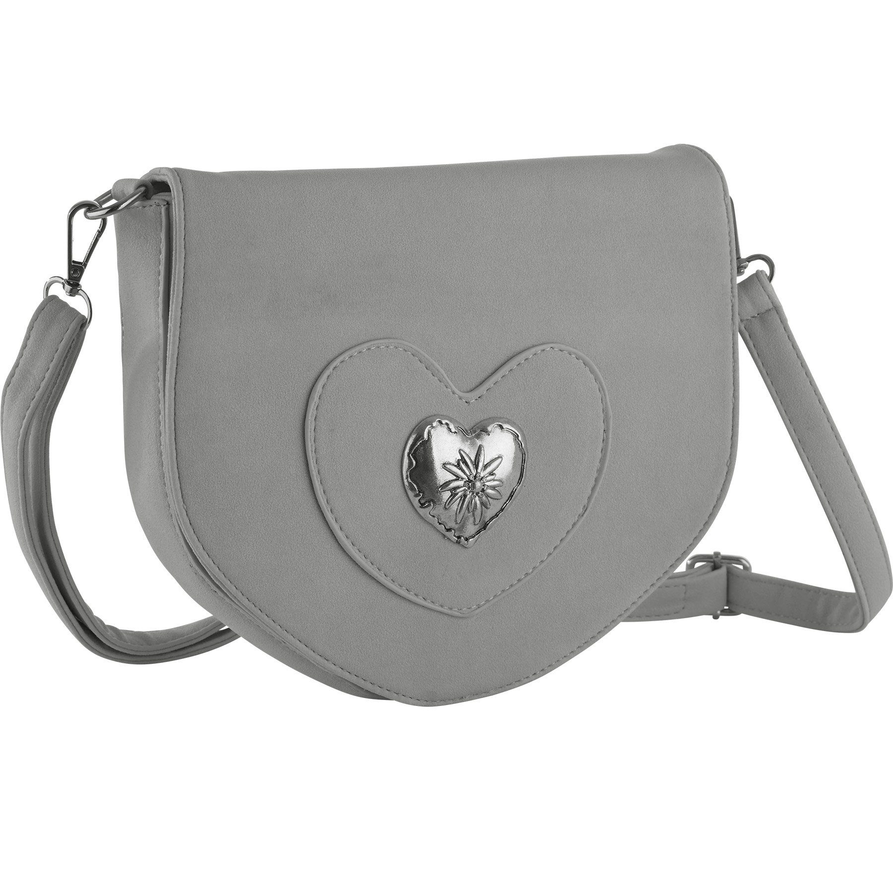 dressforfun Henkeltasche Trachtentasche, Seitenfach mit Reißverschluss (LxH): ca. 14 x 10 cm (Dirndltasche, Konfektionsgröße 0 in grau), Innenmaß (LxBxH) ca. 24 x 4 x 17 cm, Länge des Gurtes: ca. 116 cm