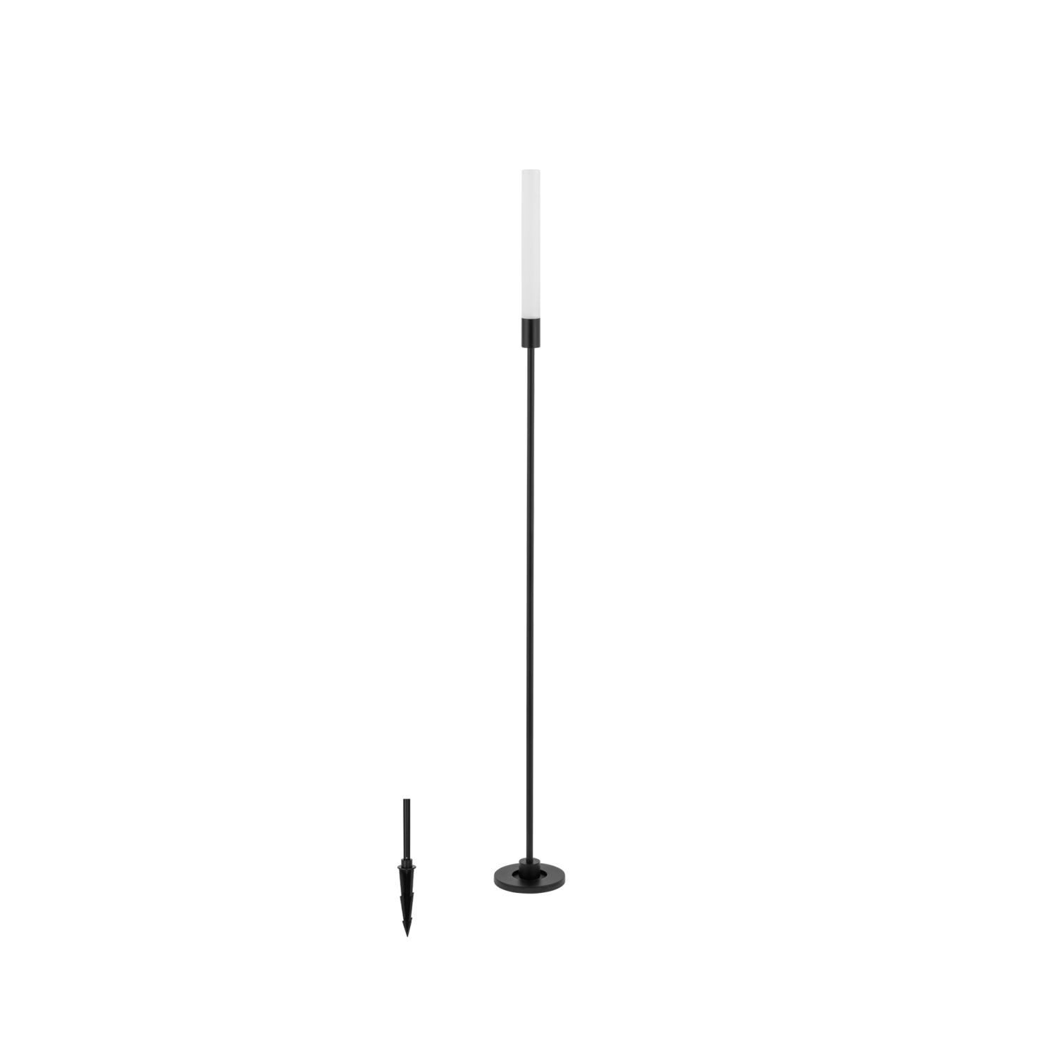 Licht-Erlebnisse Pollerleuchte DARANOL, LED fest integriert, Warmweiß, LED Aluminium 100 cm mit Erdspieß IP54 Schwarz Weiß rund lm Modern