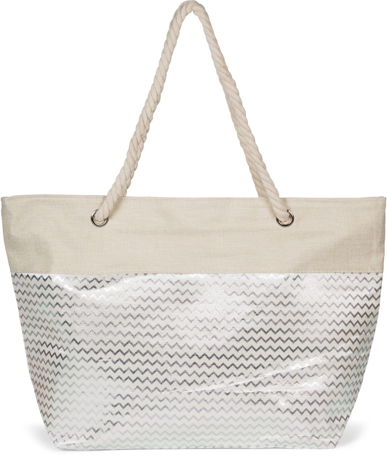 styleBREAKER Strandtasche Strandtasche Metallic Zick-Zack (1-tlg) günstig online kaufen