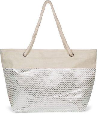 styleBREAKER Strandtasche (1-tlg), Strandtasche Metallic Zick-Zack