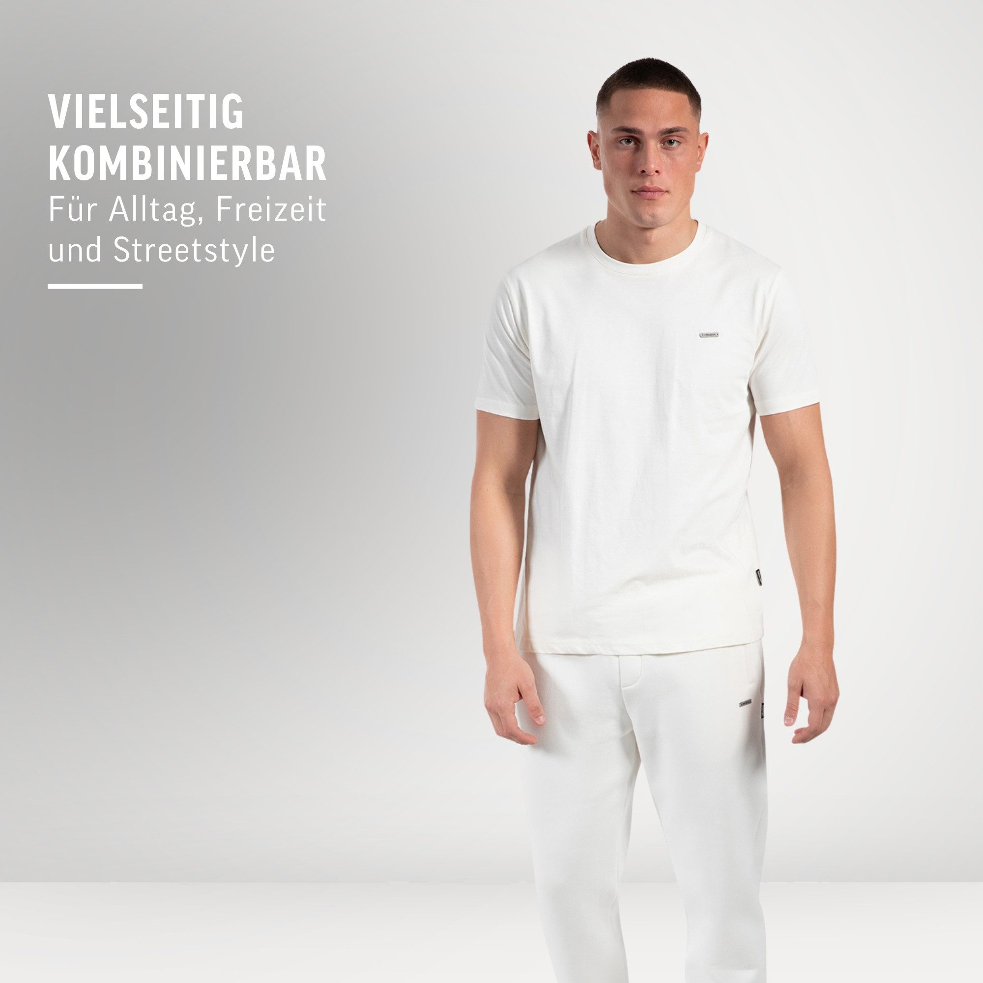 Smilodox T-Shirt Ilyas, Komfortables Herren-Shirt, Weiche hochwertige Baumwolle Schlichtes Oberteil Metalllabel Vielseitig kombinierbar Freizeit