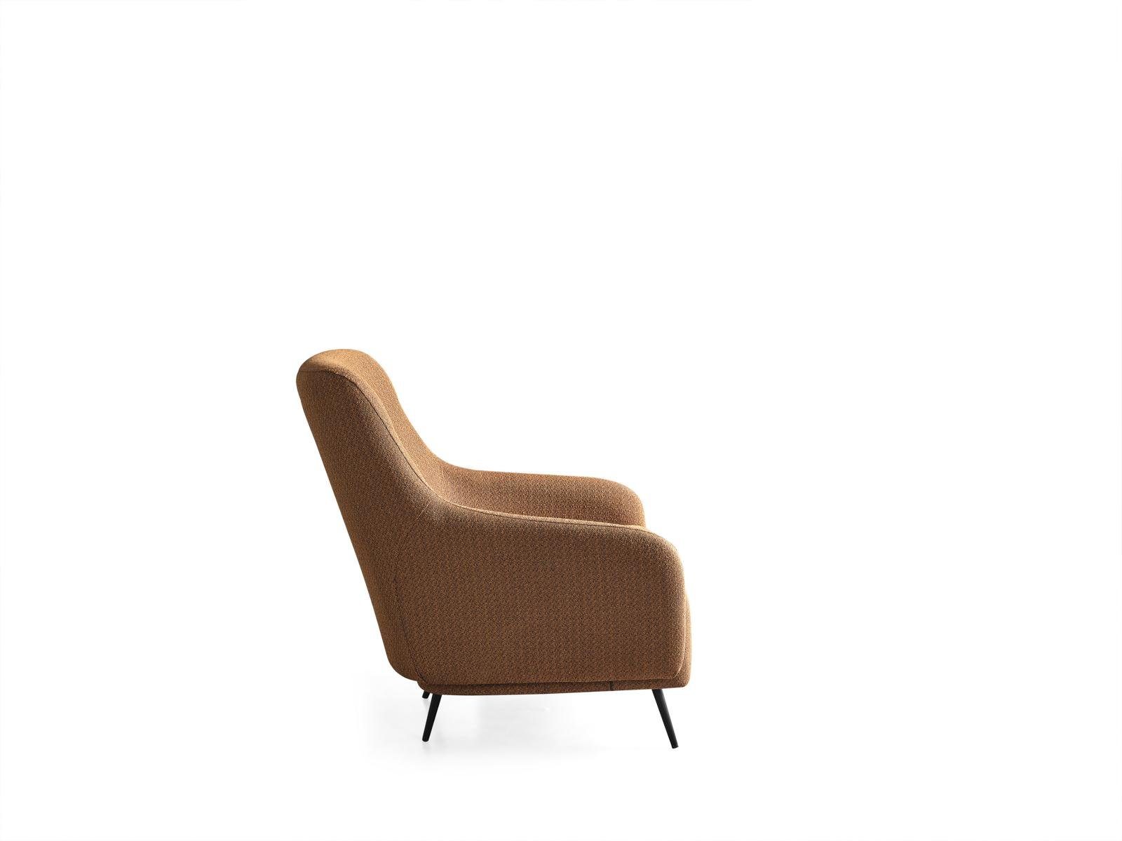 Braun JVmoebel Luxus Wohnzimmer Sessel Lounge grau Polster Textil Sessel Club Design Modern