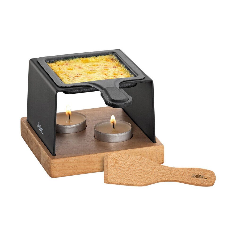 Spring Raclette Käse-Raclette für 1 12x12 cm Gourmet schwarz, Aluminium, schwarz, Induktion, alle Herdarten, Antihaft