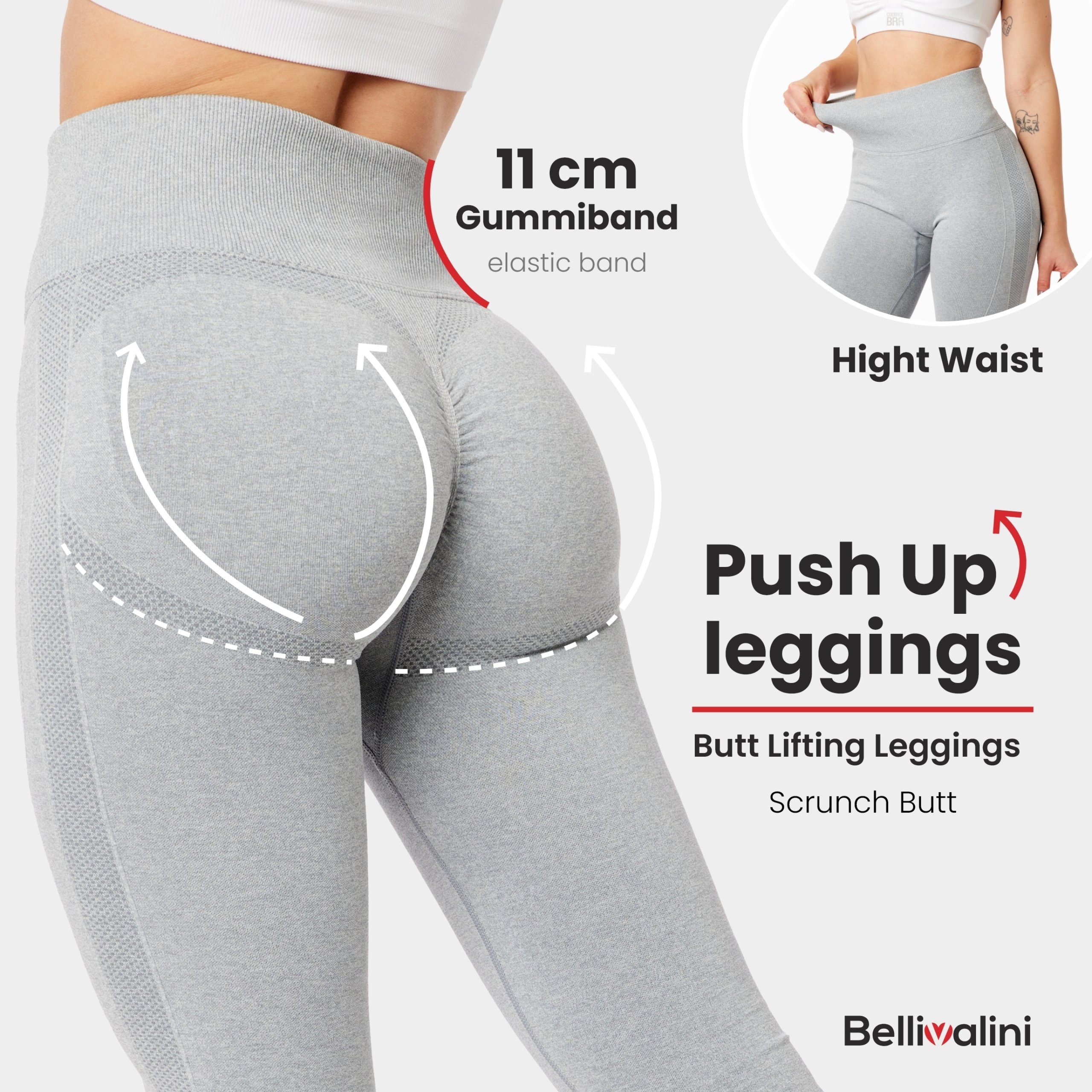 Bellivalini Leggings Damen High Waist Push Up Scrunch Sporthose Fitness Gym Yoga BLV50-254 (1-tlg) figurformend