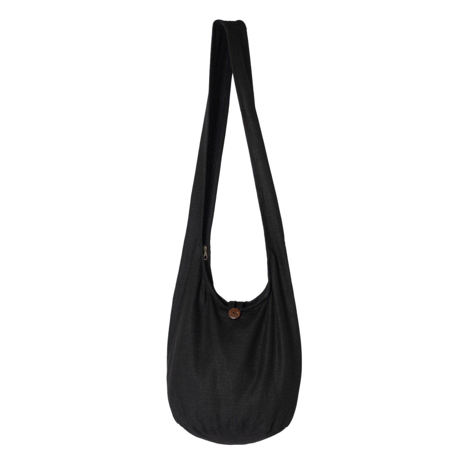 2 Größen, Umhängetasche Wickeltasche Schulterbeutel Hanf oder Schultertasche Schwarz einfarbig auch in PANASIAM Yogatasche Handtasche als Strandtasche aus