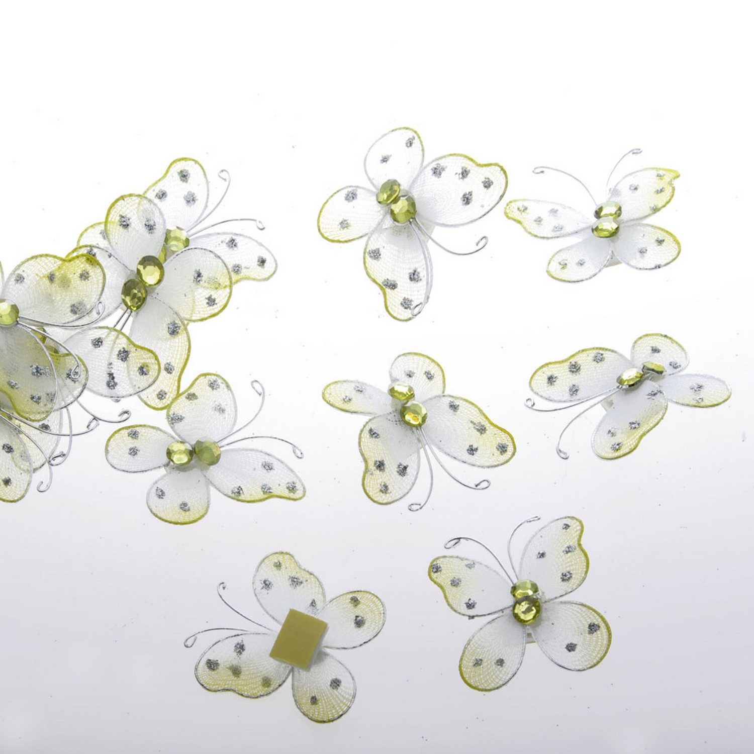 Deko AS Streudeko Organzaschmetterling - gelb - 3,5 cm - 1 VE = 3 Bags à 12 Stück