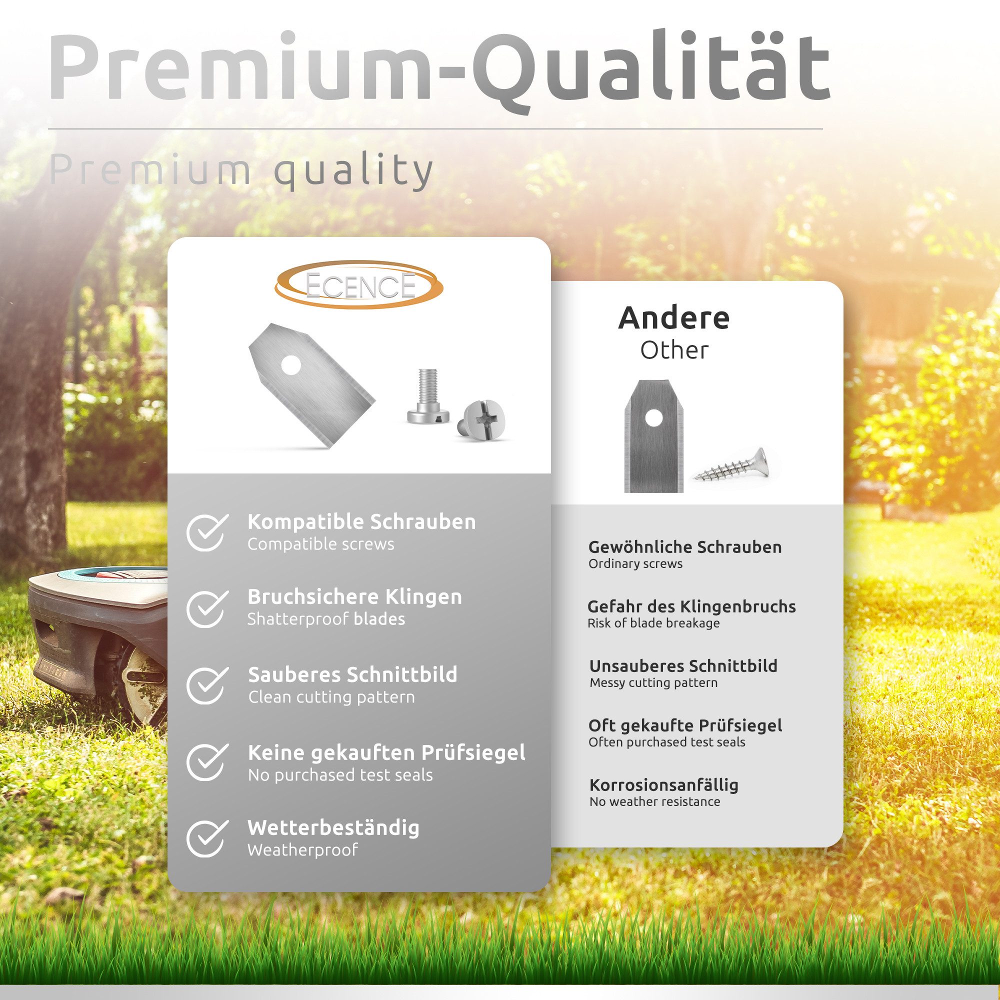 ECENCE Mährobotermesser 60x Ersatz-Mess...