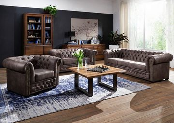 Massivmoebel24 Sofa Sofa 148x86x72 dunkelbraun CHESTERFIELD