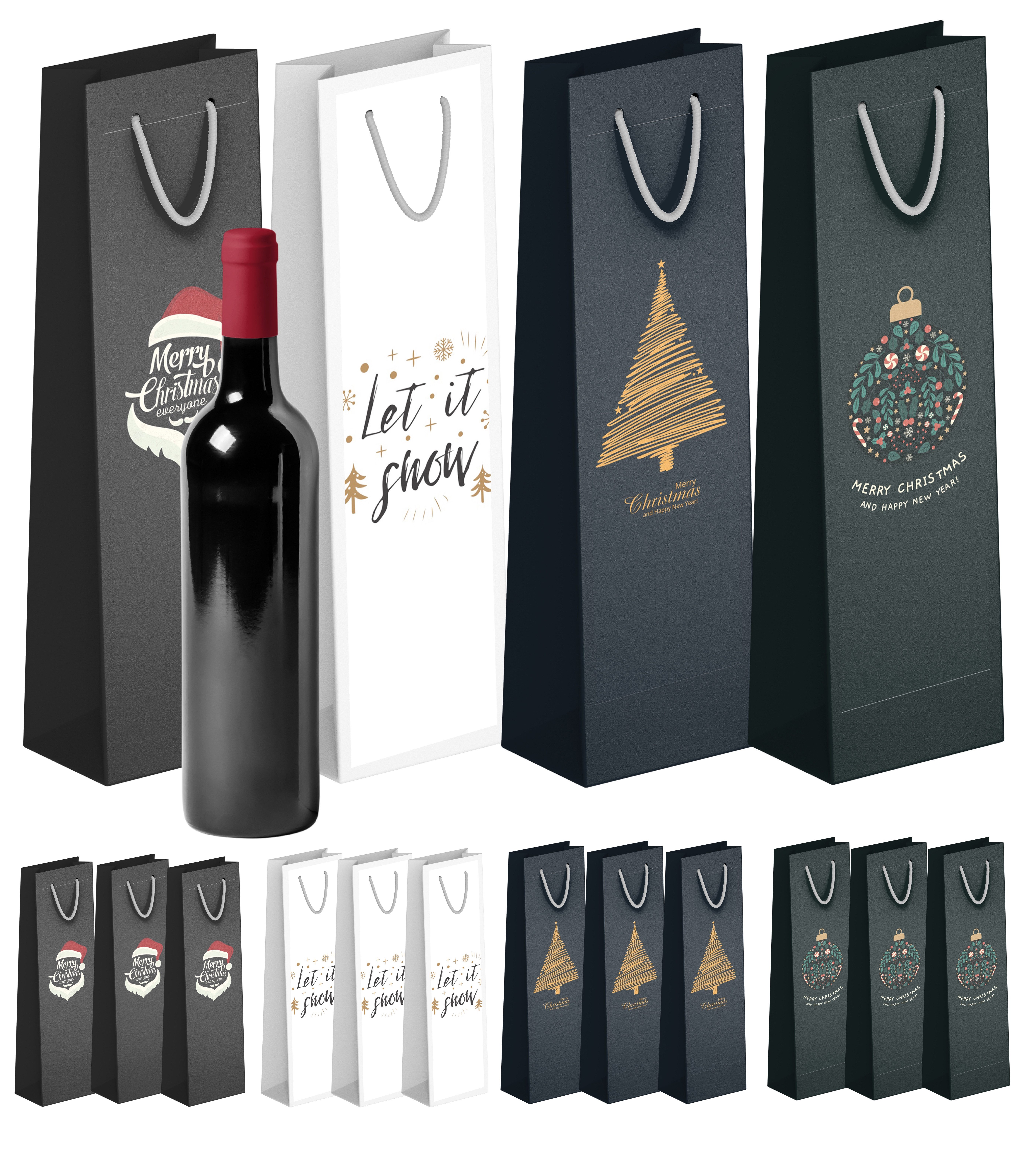 Aufbewahrungsbox 12x XXL Flaschentüten Geschenktüten Bottle Bag Flaschen Weihnachten