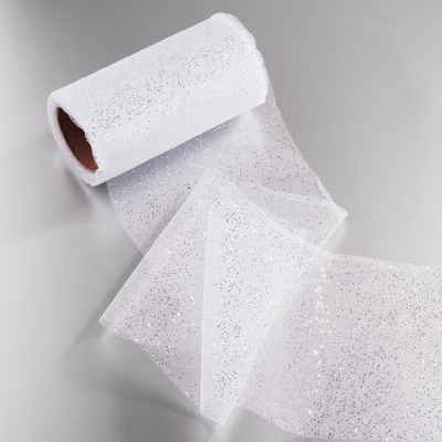 Hotex Packpapier Tüllband Weiß/Silber irisierend, 5 m lang