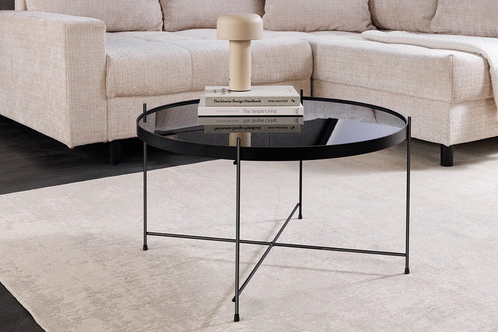 riess-ambiente Beistelltisch ELEGANCE 70cm schwarz - Glas, Metallgestell, r günstig online kaufen