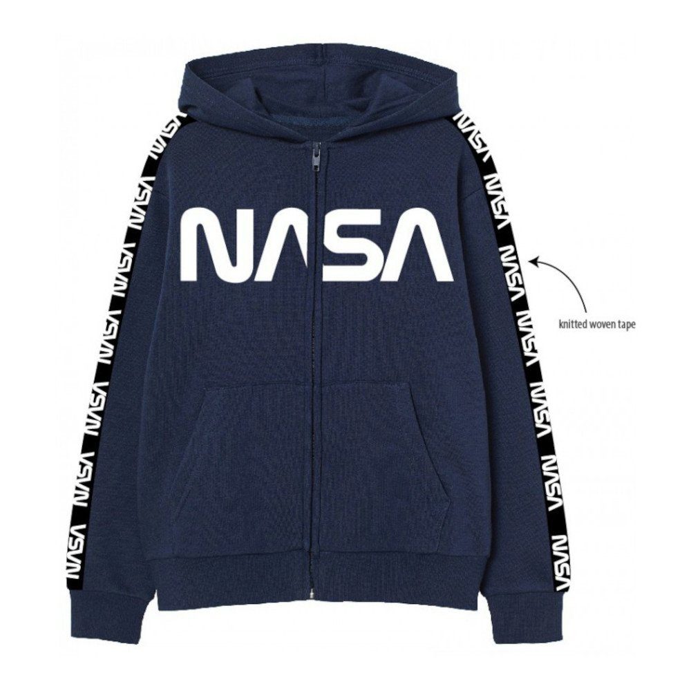 Sweatshirt / EplusM Jacke und Collegejacke Schrift NASA Kapuze Reißverschluss, mit leichte