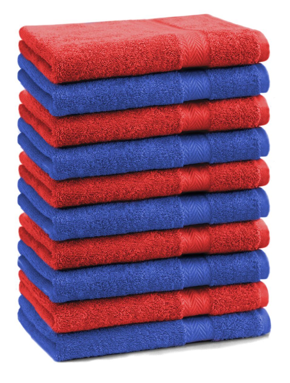 Betz Gästehandtücher 10 Stück Gästehandtücher Premium 100% Baumwolle Gästetuch-Set 30x50 cm Farbe royalblau und rot, 100% Baumwolle