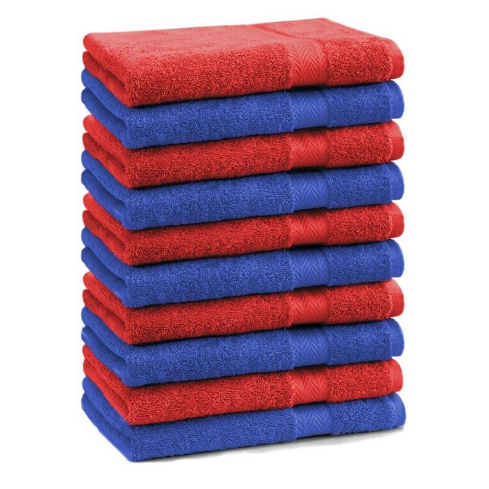 Betz Gästehandtücher 10 Stück Gästehandtücher Premium 100% Baumwolle Gästetuch-Set 30x50 cm Farbe royalblau und rot 100% Baumwolle