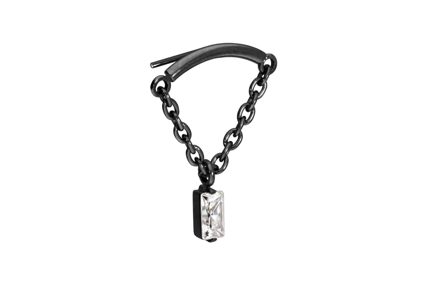 Piercing-Set Titan Aufsatz mit Push Pin BOGEN + KETTE + KRISTALLRECHTECK