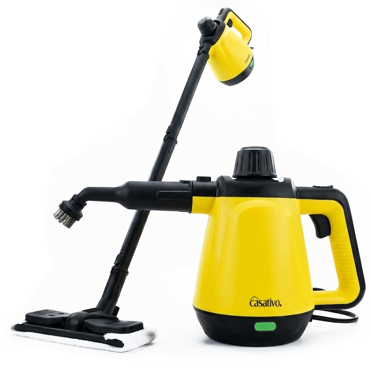 Casativo Handdampfreiniger Mobiler Premium Dampfreiniger tragbar 3.5 Bar IPX4 16-teiliges Zubehör, 1200 W, mit 400 ml Wassertank, Dampfbesen, 102 °C heißer Wasserdampf, Dampfdurchsatz 40 g/min