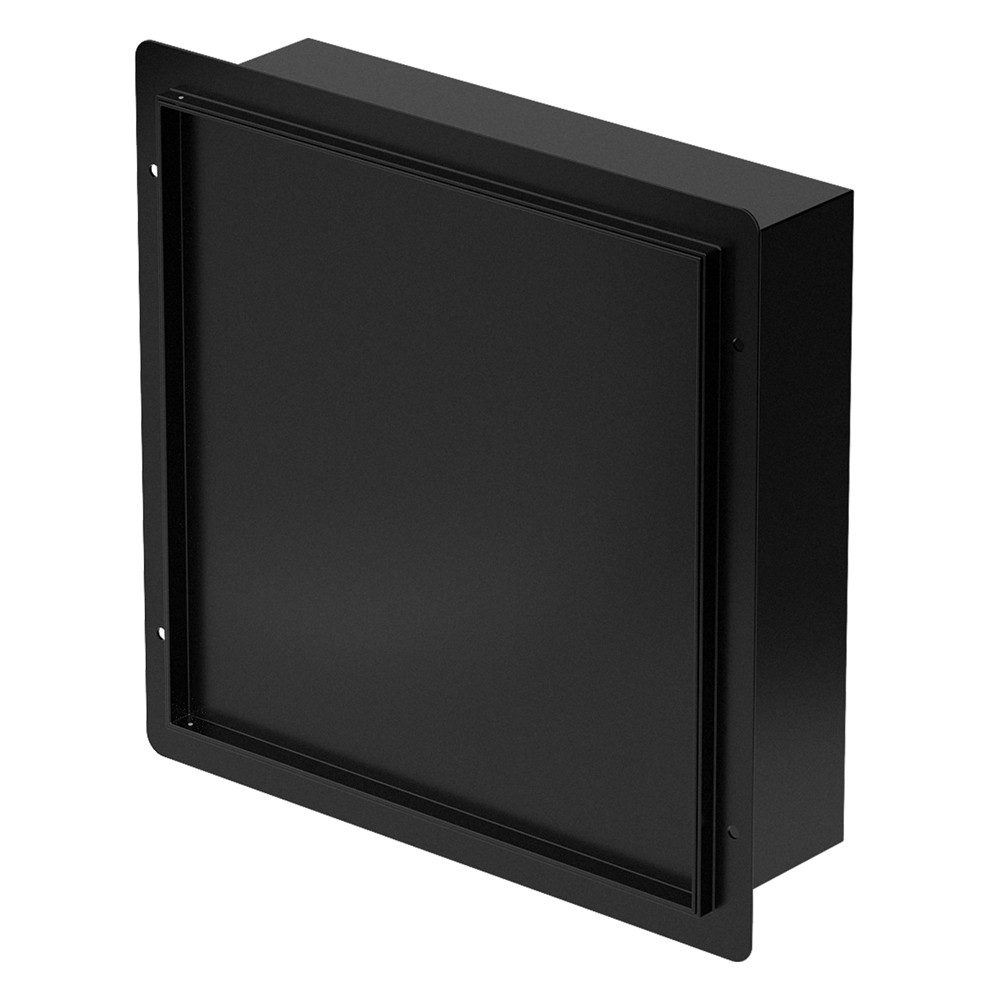 LuxeBath Duschwand Wandnische aus Edelstahl Flexibler Einbau für Badezimmer Randlos, Duschnische Schwarz 25,5x25,5cm Dusche Einzelregal mit befliesbare Tür