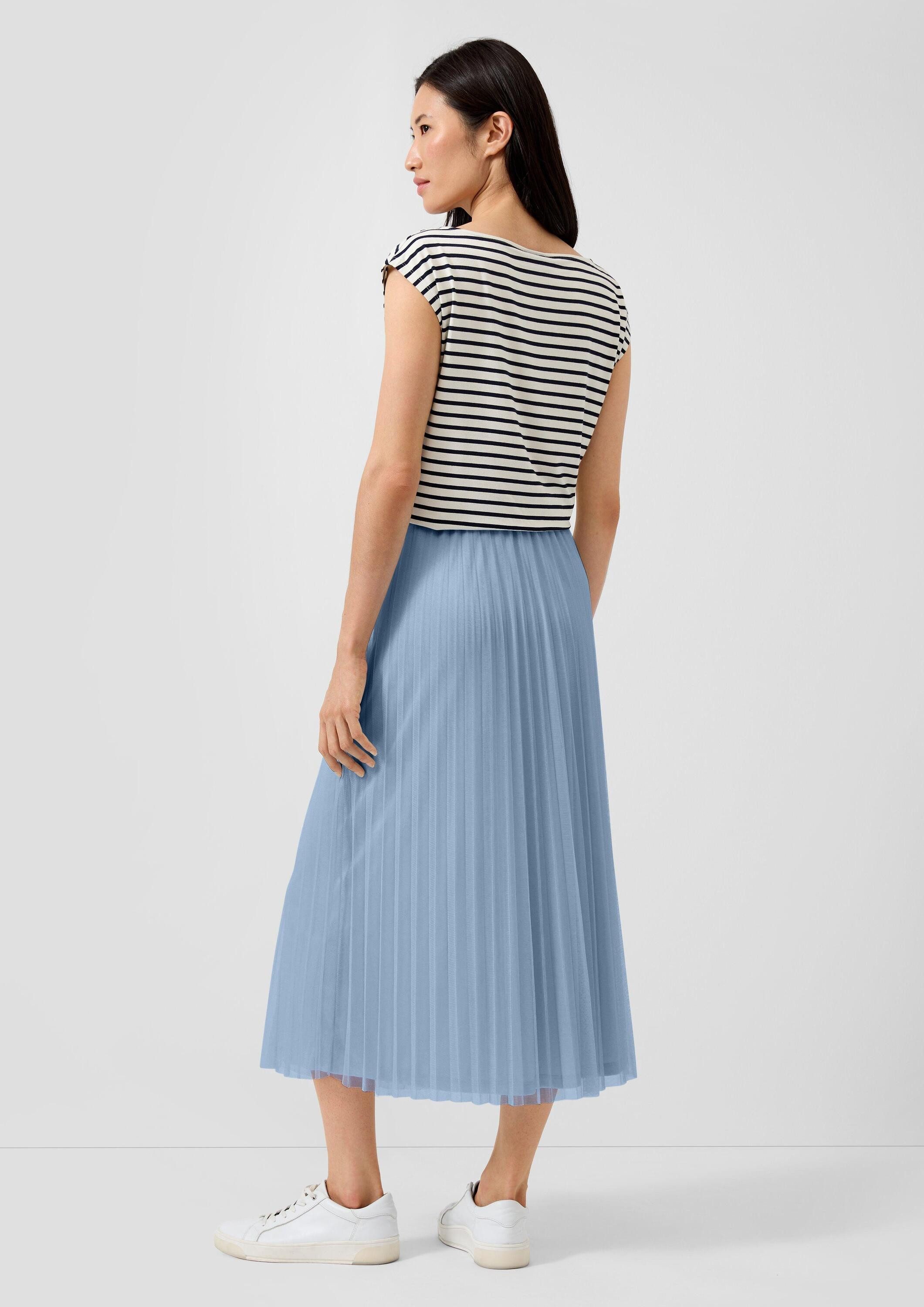 s.Oliver Midirock Rock Plissierter Midi-Meshrock mit Jerseyfutter