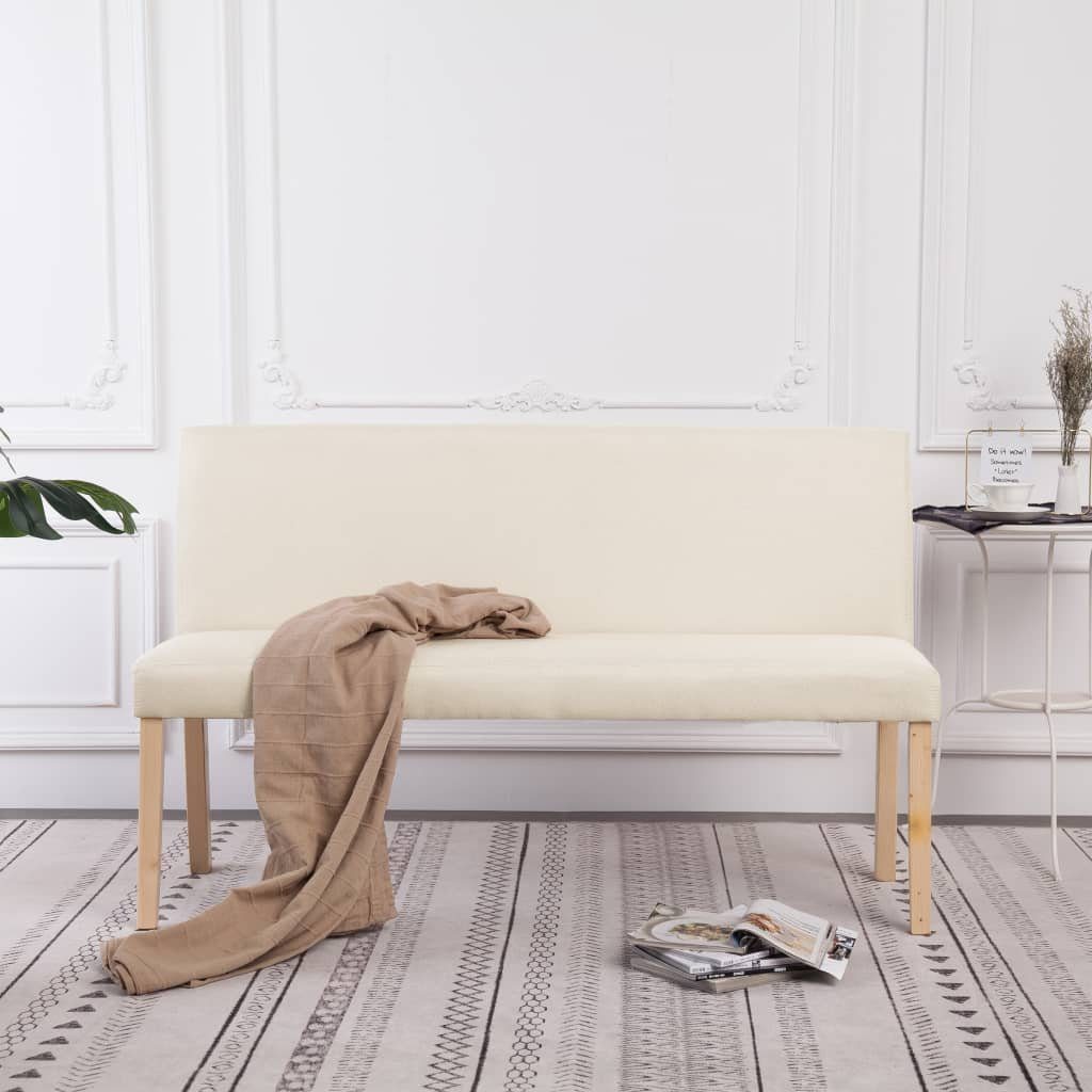 vidaXL Sitzbank Sitzbank 139,5 cm Cremeweiß Polyester Creme | Creme