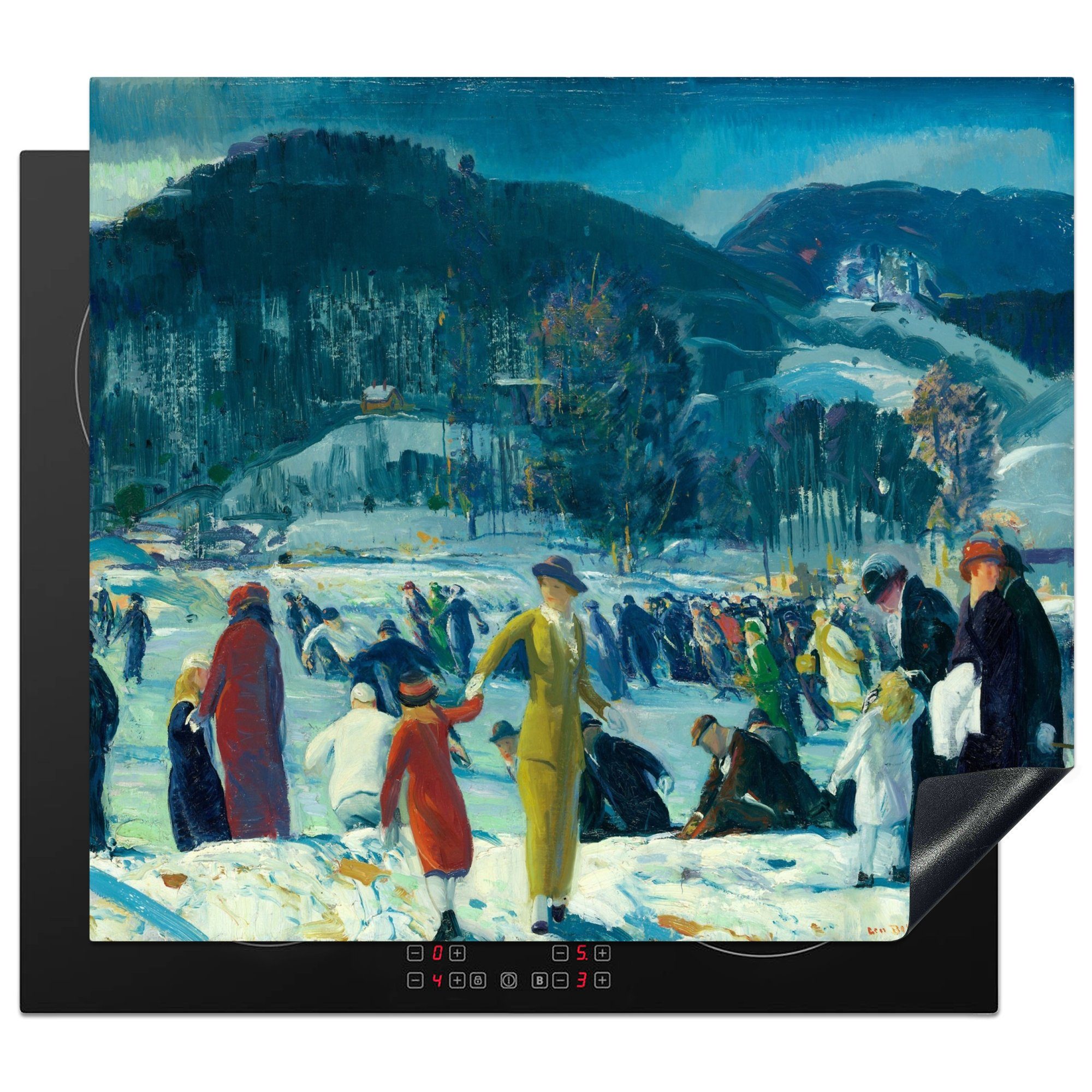 MuchoWow Herdblende-/Abdeckplatte Liebe zum Winter - Gemälde von George Wesley Bellows, Vinyl, (1 tlg), 60x52 cm, Mobile Arbeitsfläche nutzbar, Ceranfeldabdeckung