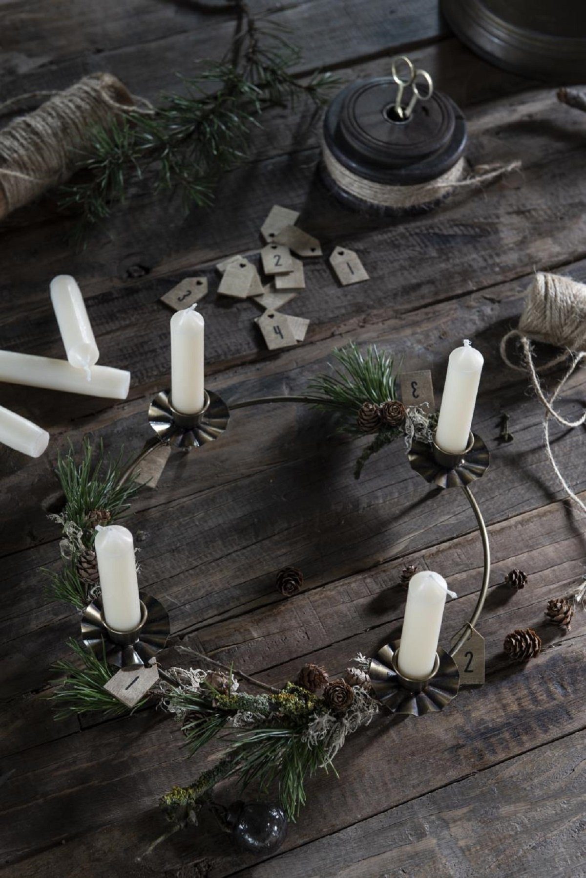 Holz Laursen (4er Set IB Adventsanhänger) Zahlen Geschenk Windlicht Set 1-4 Weihnachten natur Laursen Kerze Ib Anhänger Advents