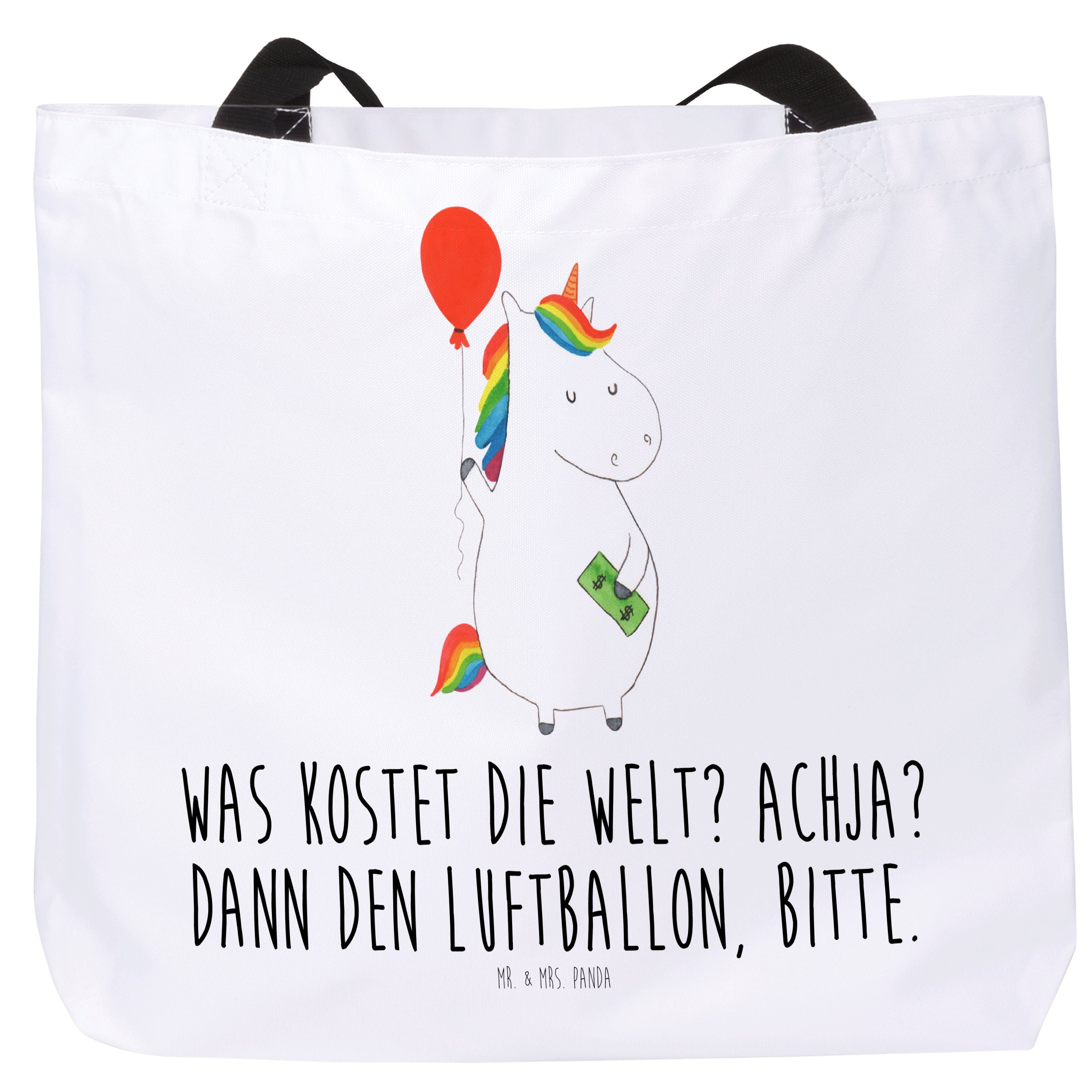 Mr. & Mrs. Panda Shopper Einhorn Luftballon - Weiß - Geschenk, Pegasus, Alltagstasche, Einkauf (1-tlg)