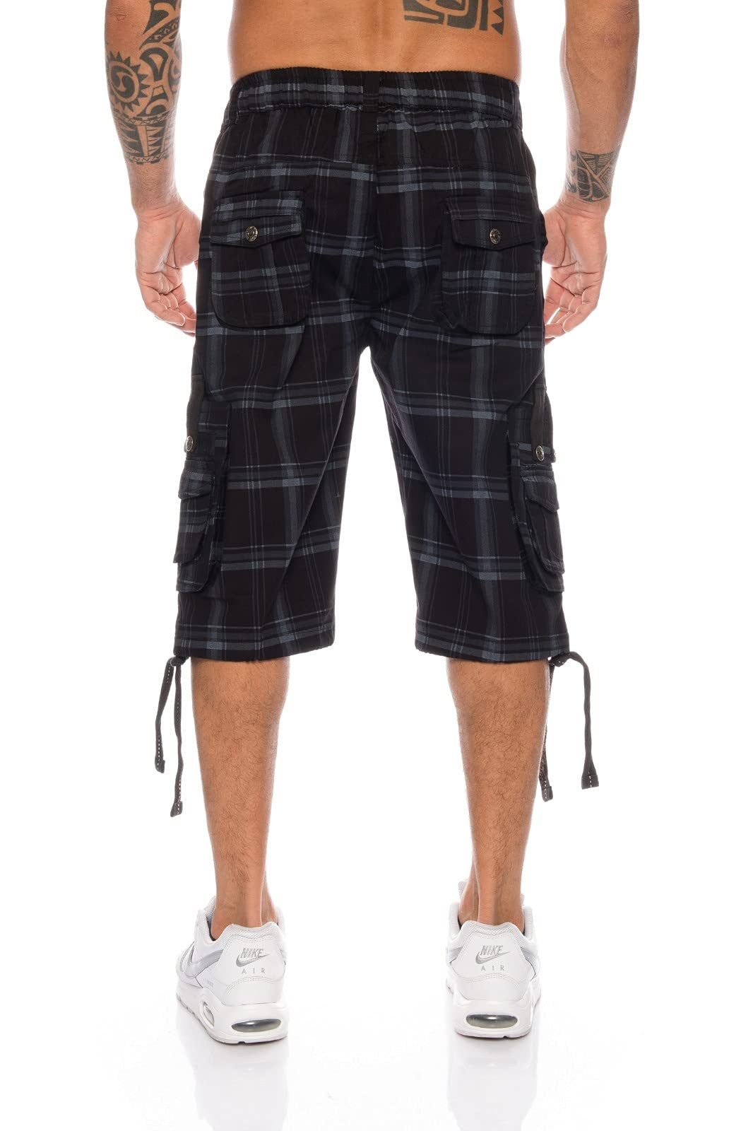 Kendindza Cargoshorts 3/4 Bermuda Shorts Herren, Kurze Hose Herren, Cargobermuda Taschen Knopf Reißverschluss Cargohose