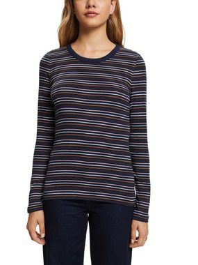 Esprit Langarmshirt Gestreiftes Longsleeve, Bio-Baumwolle (1-tlg)