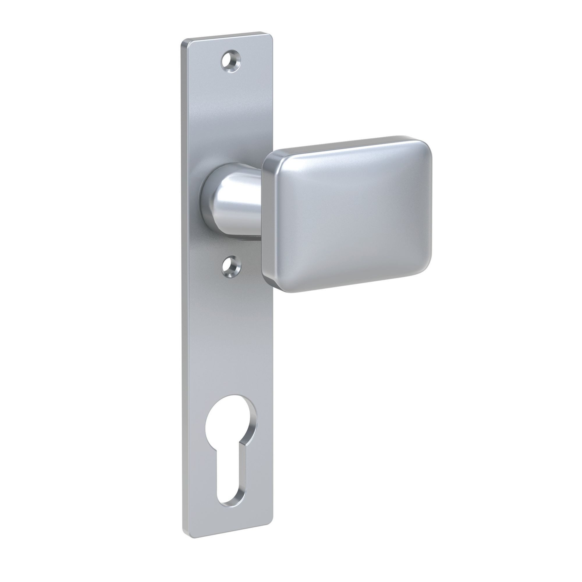 BASI Türbeschlag Knauf-Kurzschild PZ, PZ-Lochung, Aluminium (Packung), für Metalltore und Metalltüren, Entfernung 72 mm, DIN Rechts/Links