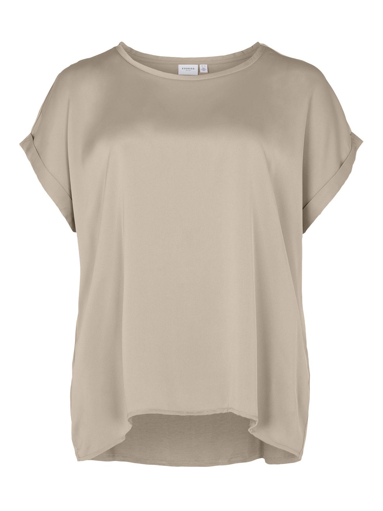 Vila T-Shirt Satin Blusen T-Shirt Plus Size Übergrößen Basic Top VIELLETTE 4615 in Beige