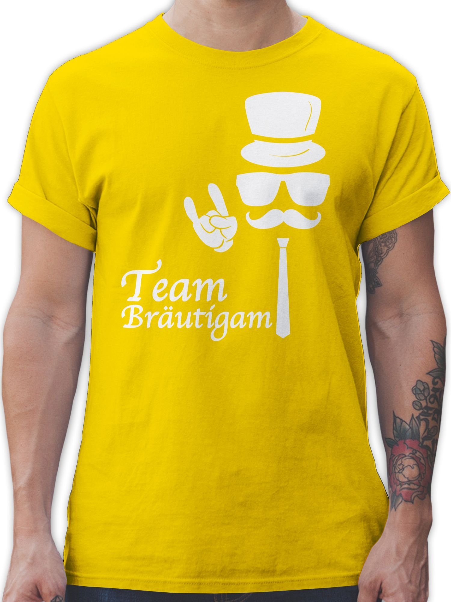 Shirtracer T-Shirt Team Bräutigam Hipster JGA Männer 3 Gelb