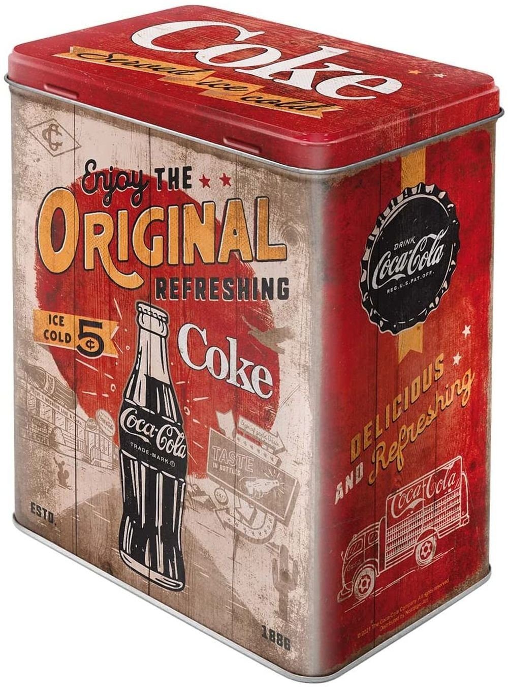 Coca-Cola Müslidose - Nostalgic-Art 66 Vorratsdose Blechdose Metall Coke Kaffeedose Highway