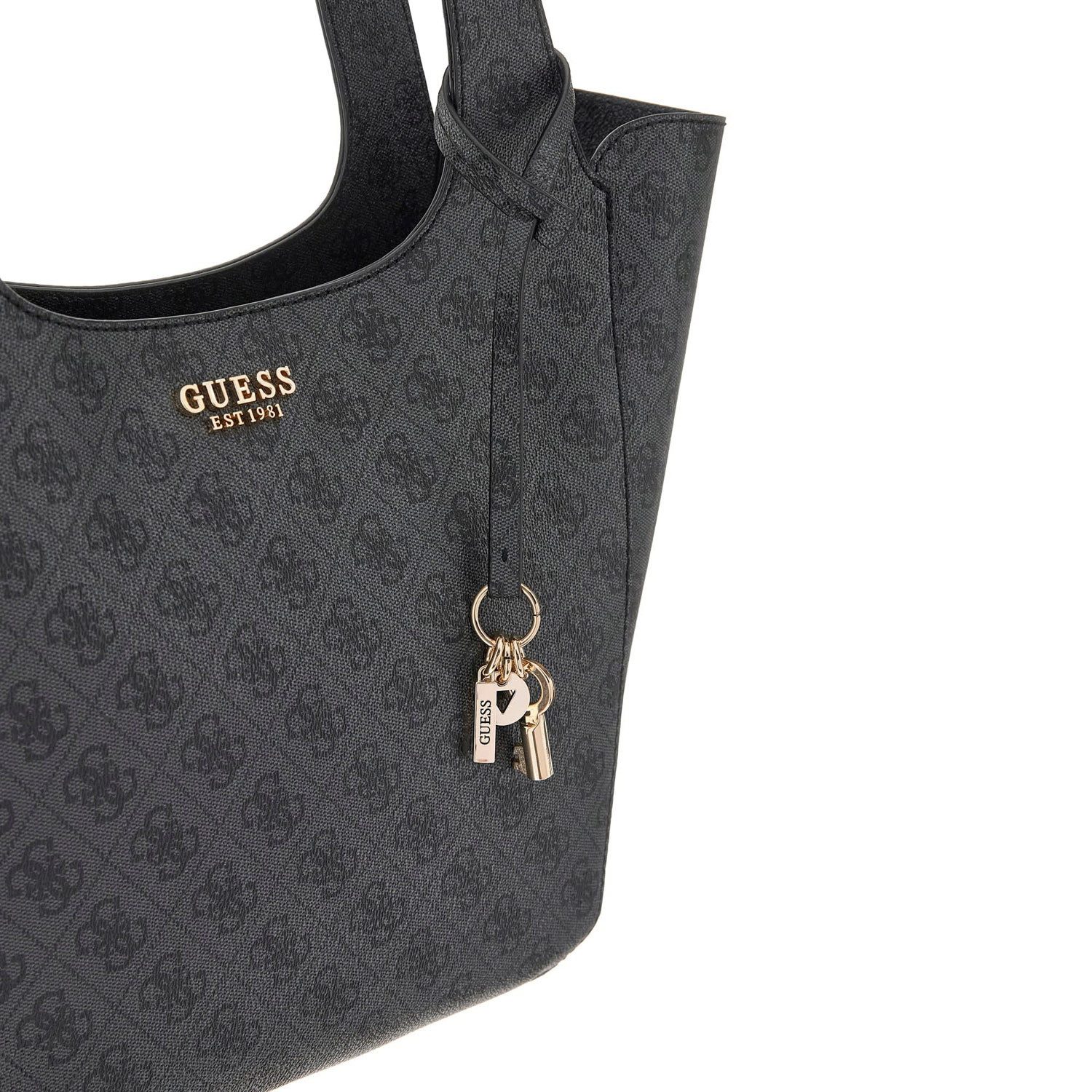 Guess Umhängetasche GUESS Shopper Handtasche Calista Coal Logo (1, 1-tlg., 1)