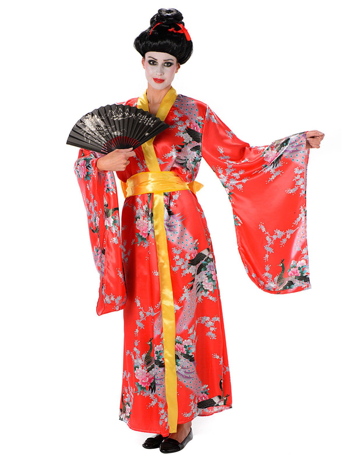 REDSUN Kostüm Damenkostüm Japanerin rot-bunt