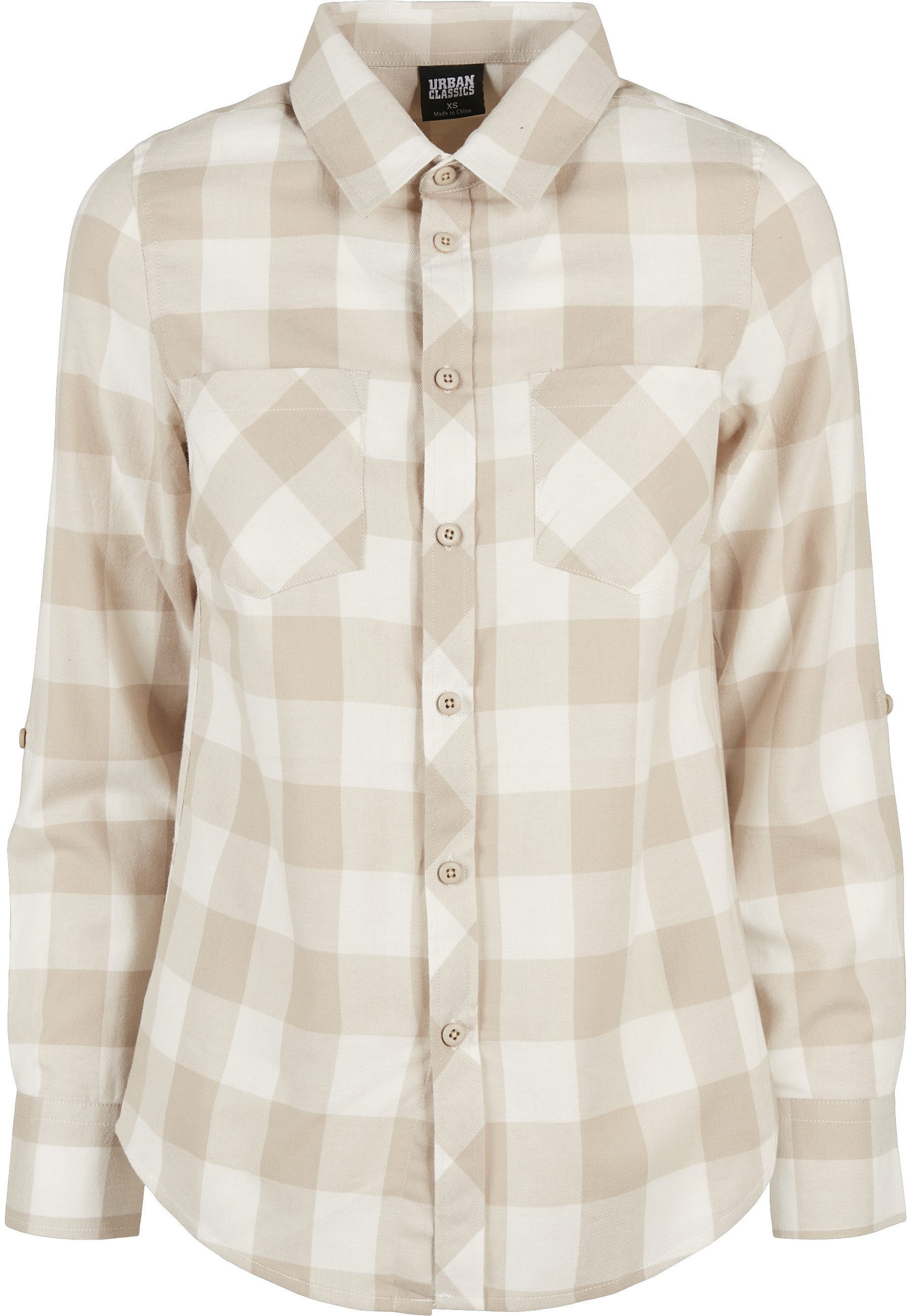 URBAN CLASSICS Kurzarmshirt Urban Classics Damen Ladies Turnup Checked Flanell Shirt (1-tlg)