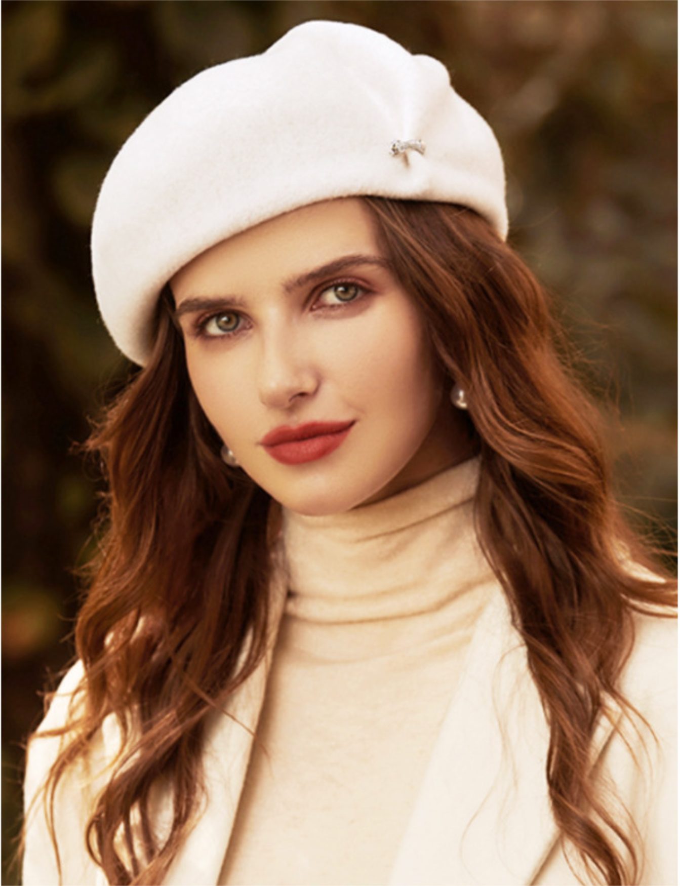 MAGICSHE Baskenmütze Retro-Mode Baskenmützen Wool Frauen Beret Bonnet Weibliche Kappe Weiß