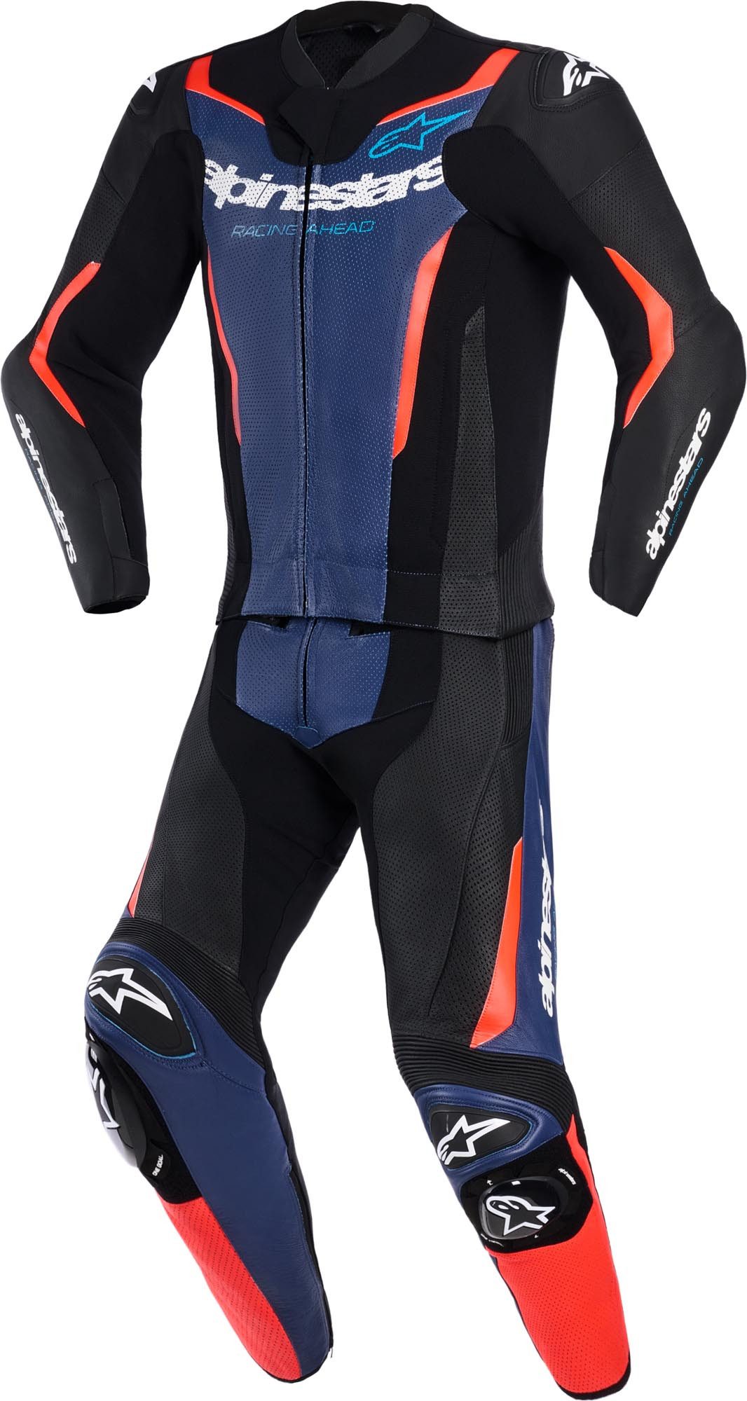 Alpinestars Motorradkombi GP Force V2 2-Teiler Motorrad Lederkombi Airbag vorbereitet,Verbindungsreißverschluss,Ellenbogenprotektore