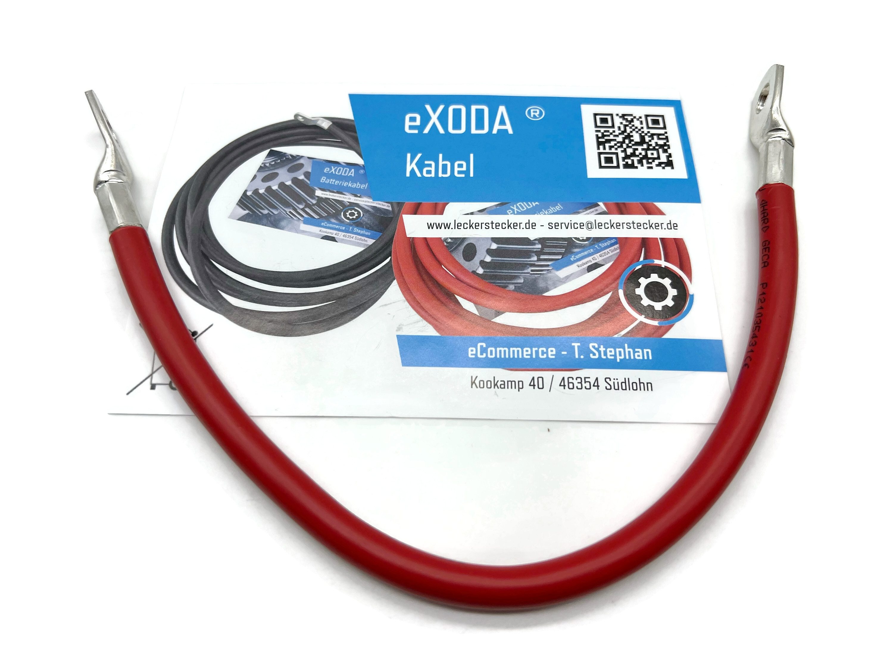 eXODA 25 mm2 M8 M10 Batteriekabel, Rot, (30 cm), 99% Kupfer