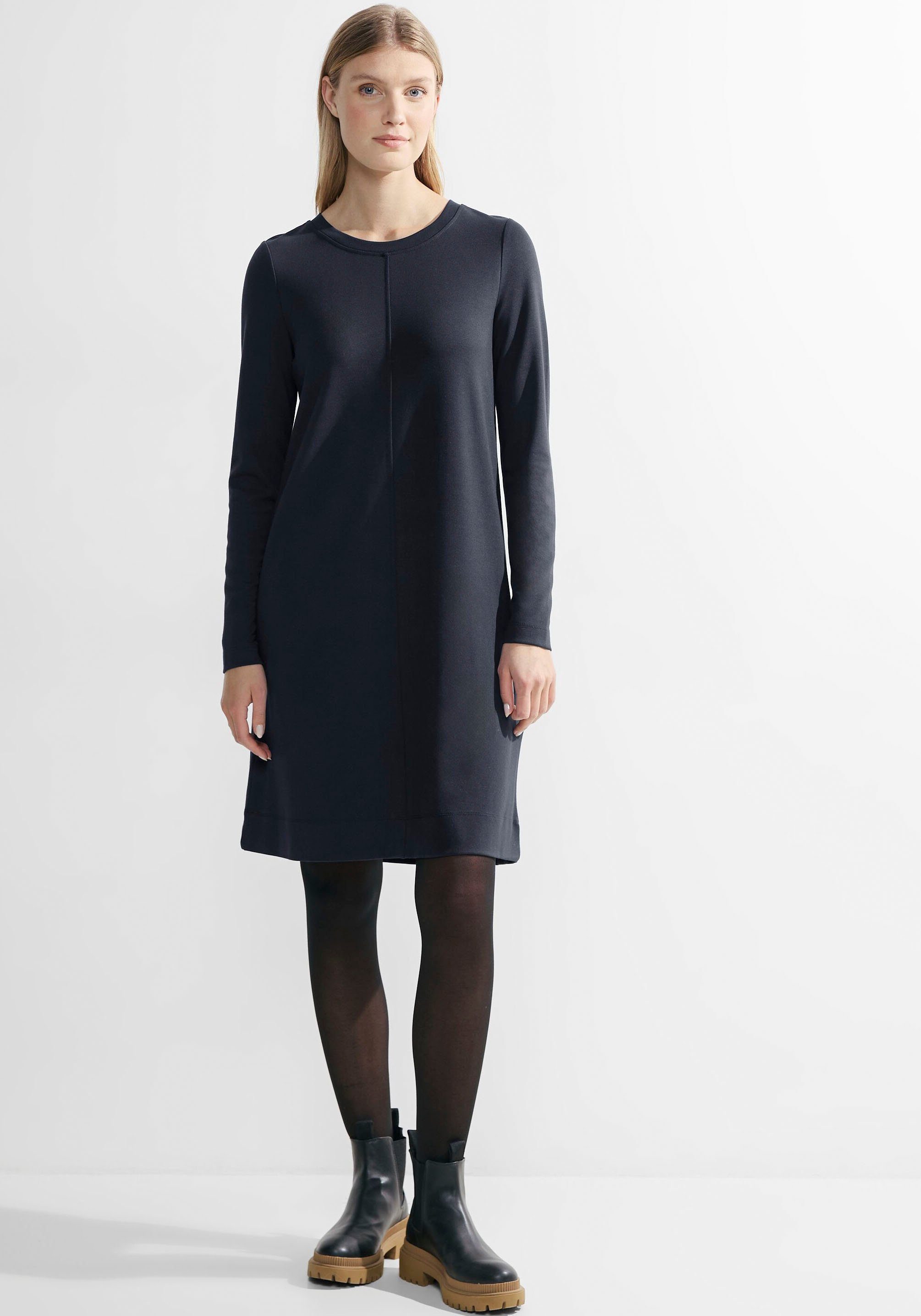 Cecil Jerseykleid mit Rundhalsausschnitt Normale mit geripptem Ziernaht, Passform