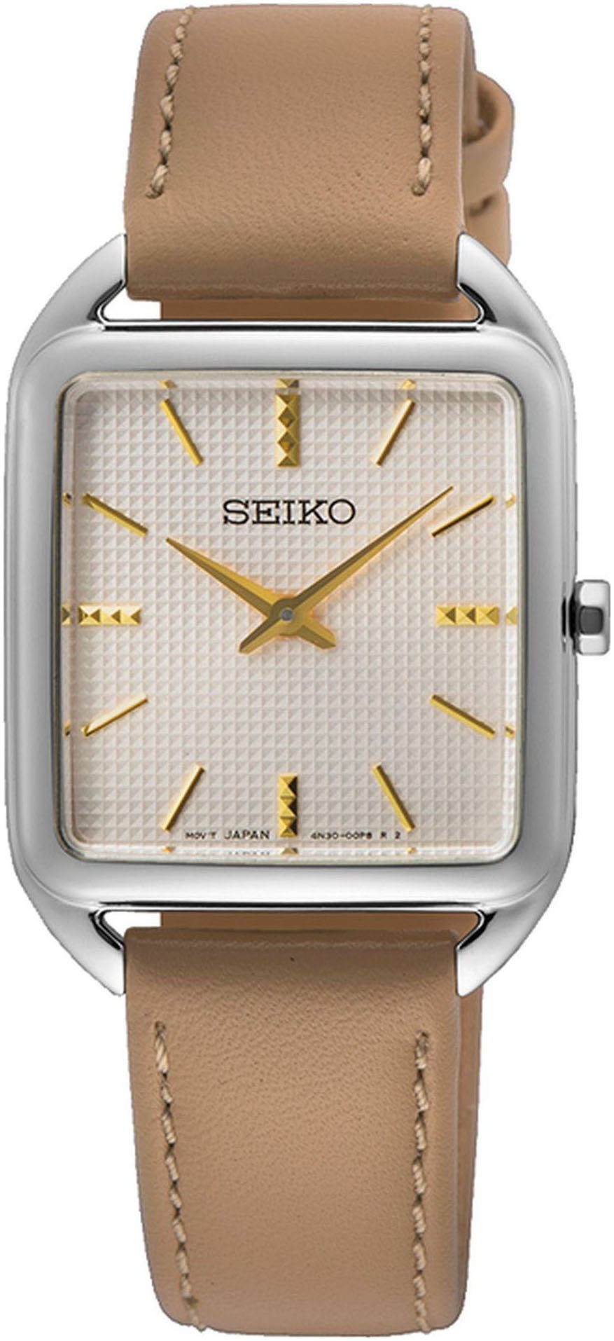 Seiko Quarzuhr SWR089P1, Armbanduhr, Damenuhr, Lederarmband günstig online kaufen