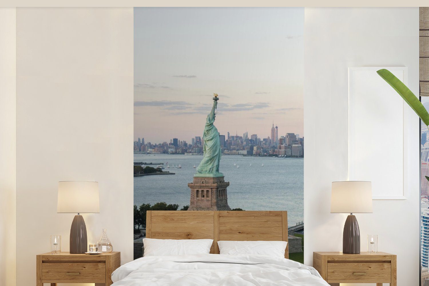 MuchoWow Fototapete New York - Freiheitsstatue - Amerika, Matt, bedruckt, (2 St), Vliestapete für Wohnzimmer Schlafzimmer Küche, Fototapete