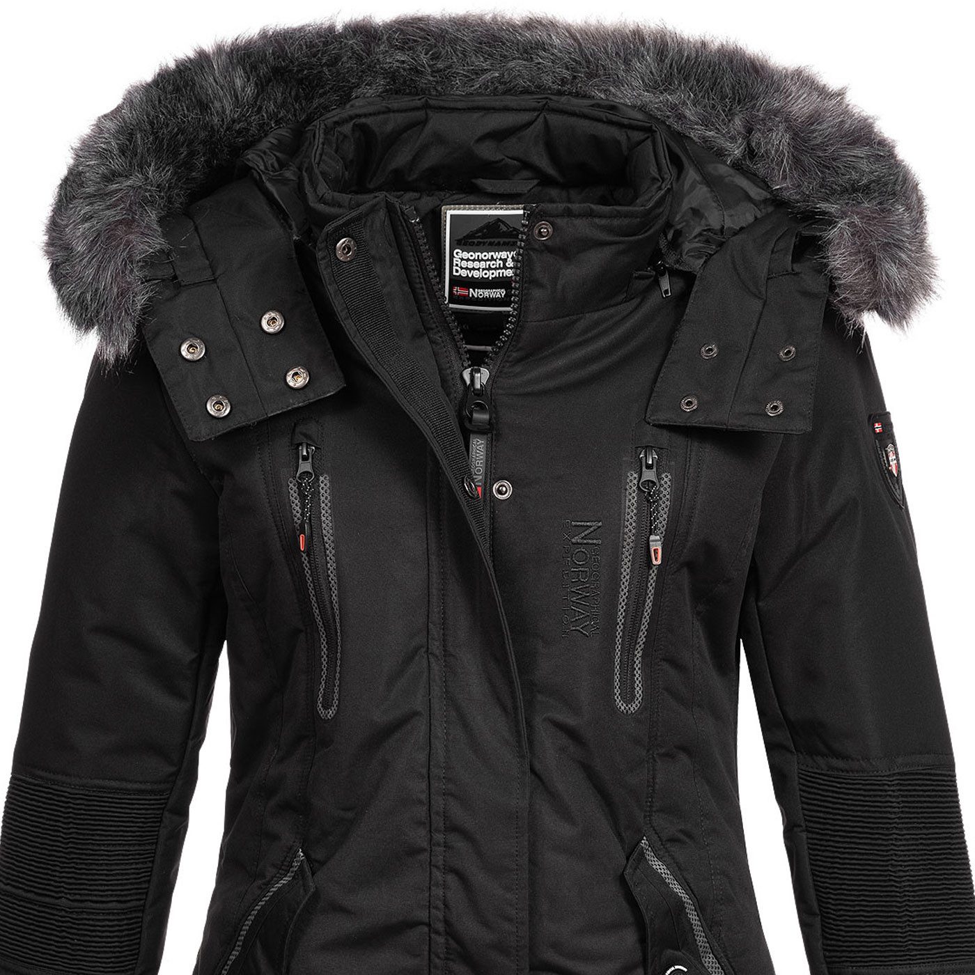 Geographical Norway Parka Damen Outdoor Winter Jacke Mantel lang geschnitten